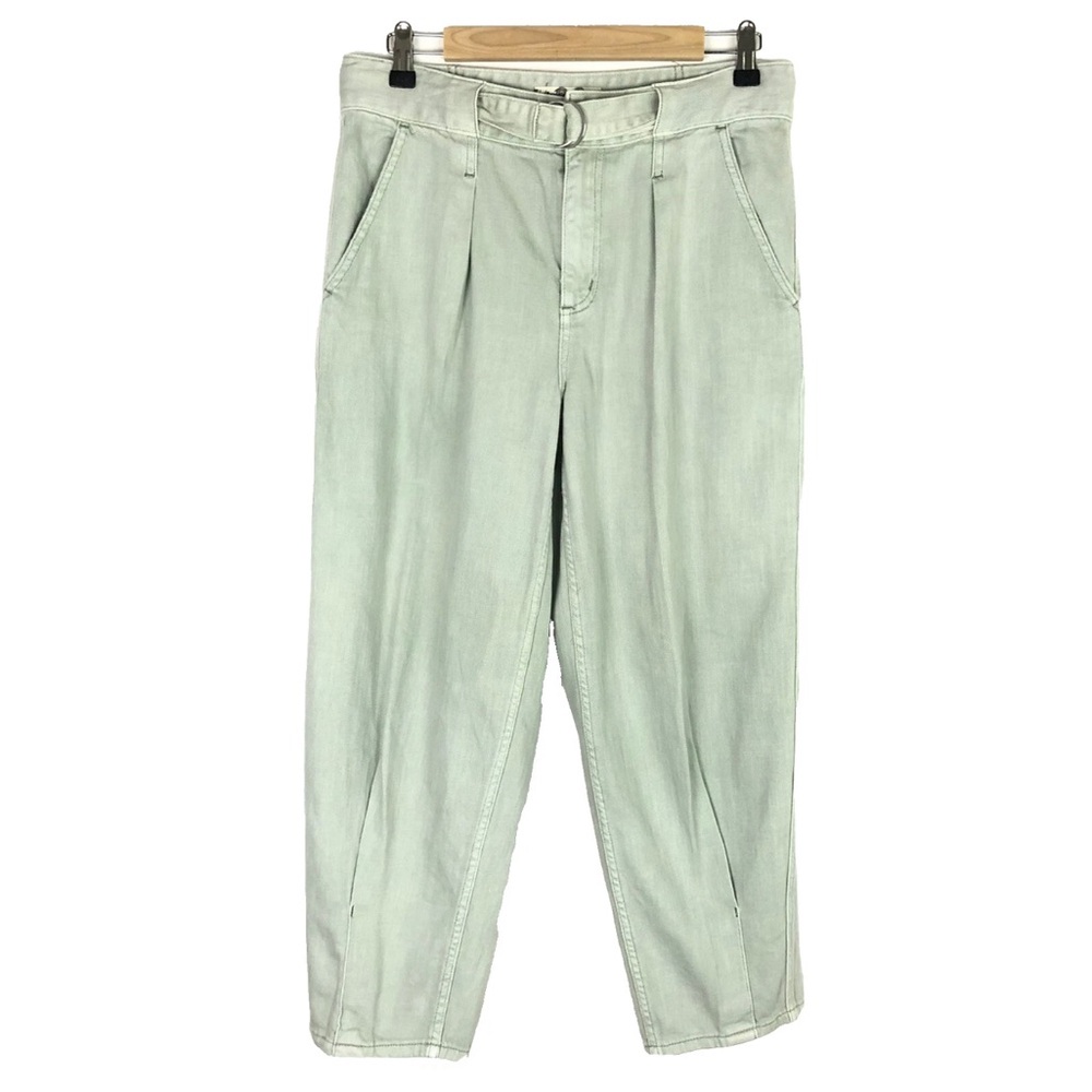 We The Free Size 28 High Rise Paloma Slouchy Belted Mint Pleated Jeans $128